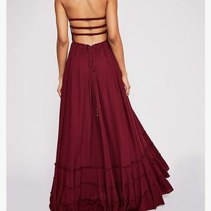 R.Vivimos Womens Summer Cotton Sexy Backless Long Dress-Wine